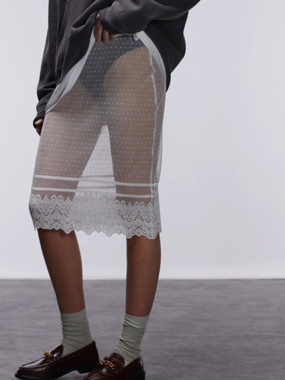 S Topshop Sheer Lace Pencil Skirt